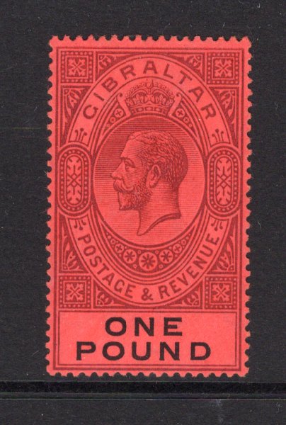 GIBRALTAR - 1912 - GV ISSUE: £1 dull purple & black on red GV issue, a fine mint copy. (SG 85)  (GIB/34474)