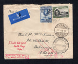 GOLD COAST - 1940 - AIRMAIL & DESTINATION: Cover franked with 1938 3d blue and 1/- black & olive green GVI issue (SG 124 & 128) tied by TAMALE cds dated 17 Jan 1940 with second strike alongside, censored with 'PASSED BY CENSOR 11 GOLD COAST marking in red on front. Sent airmail to P.O. HILLSIDE, BULAWAYO, S. RHODESIA with BULAWAYO 5 transit cds on front and HILLSIDE arrival cds on reverse. Cover has light horizontal crease.  (GLD42004)