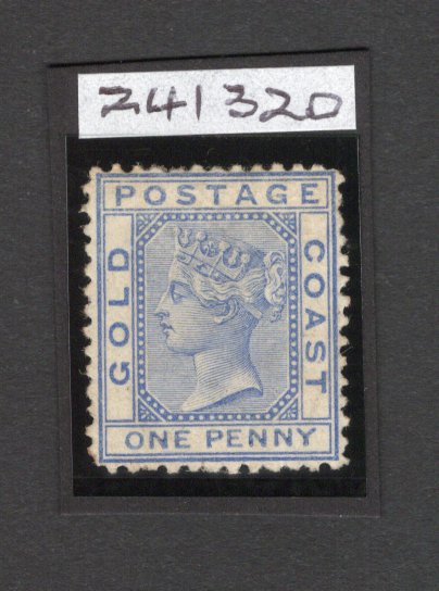 GOLD COAST - 1875 - QV ISSUE: 1d blue QV issue, watermark 'Crown CC', perf 12½. A fine looking mint copy with full gum. 2025 RPSL certificate accompanies stating 'Soiled with some stained perfs'. (SG 1)  (GLD44191)