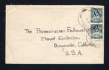 GOLD COAST - 1935 - CANCELLATION: Cover franked with 2 x 1928 2d  slate GV issue (SG 106) tied by two fine strikes of large JASIKAN cds dated 3 JAN 1935. Addressed to USA with HOHOE and ACCRA transit cds's on reverse. A nice small postal agency cover.  (GLD45012)