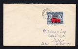 GRENADA - 1962 - CANCELLATION: Commercial cover franked with single 1961 3c crimson & black QE2 issue (SG 208) tied by two strikes of FLORIDA GRENADA cds dated OC 24 1962. Addressed to SAUTEURS with manuscript 'Local' on front and GOUYAVE transit cds and SAUTEURS arrival cds on reverse.  (GRE45695)