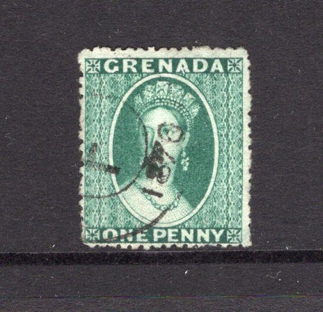 GRENADA - 1876 - CANCELLATION: 1d blue green 'Chalon' issue, watermark 'Large Star' (sideways), perf 15, fine used with good part strike of the first type PARISH code 'F' cds of CARRIACOU dated 1876. This is the second period of use of this type of cancel (1872 - 1886) being the forerunner to the Parish code letter cancels. (SG 11)  (GRE/6502)