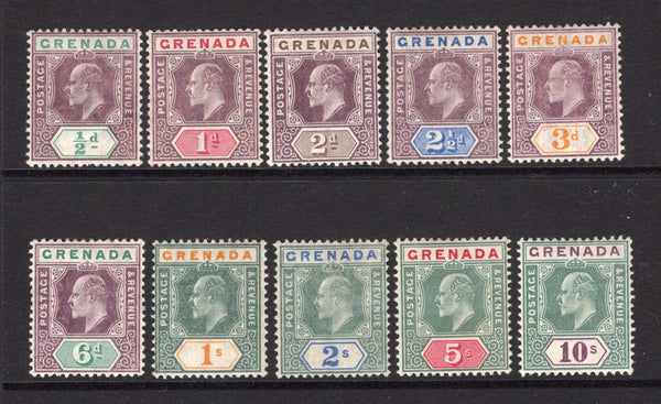 GRENADA - 1904 - DEFINITIVE ISSUE: 'EVII' definitive issue, watermark 'Multi Crown CA' the set of ten fine mint. (SG 67/76)  (GRE/6517)