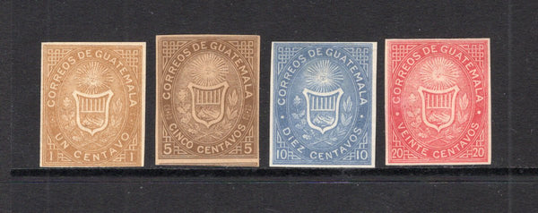 GUATEMALA - 1871 - CLASSIC ISSUES: 'First Issue' set of four IMPERFORATE. Very attractive. (SG 1a, 2b, 3a & 4a)  (GUA/2526)