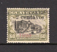 GUATEMALA - 1920 - VARIETY: 2c on 60c black & olive green with variety '2 centavos' (black overprint) DOUBLE. A fine cds used copy. (SG 164g)  (GUA/2541)
