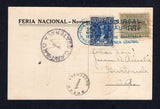 GUATEMALA - 1936 - COMMEMORATIVE & NATIONAL FAIR: Colour 'Stamps & Flag' commemorative PPC inscribed 'Correos Nacionales 1835 - 1935 Primer Centenario del General Barrios 19 Julio de 1935' franked on message side with 1929 2c bright blue and 1936 1c olive green TAX issue with 'Feria Nacional 1936' overprint (SG 229 & 324) tied by FERIA NACIONAL CORREOS GUATEMALA SUCURSAL LA AURORA cancel in blue dated 16 NOV 1936. Addressed locally with circular 'CARTEROS 1 GUATEMALA' and 'BUZON 1 GUATEMALA' markings in bl