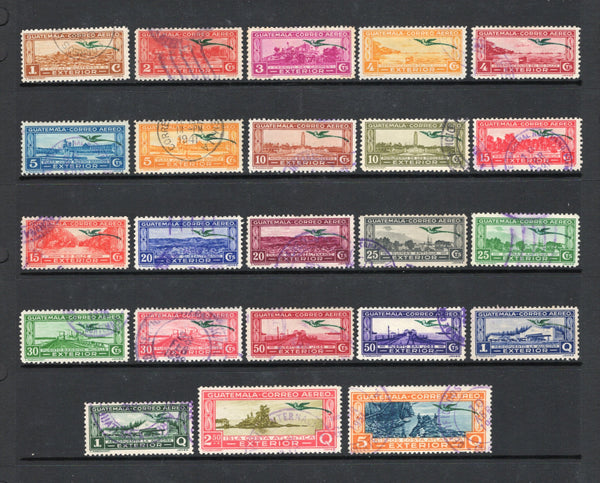 GUATEMALA - 1935 - AIRMAILS: EXTERIOR 'Quetzal' AIR issue set of twenty three fine lightly used, the majority with cds cancels. A very scarce set in used condition. (SG 307/320)  (GUA/42711)