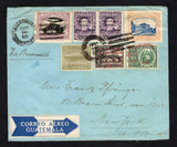 GUATEMALA - 1930 - AIRMAIL & RAILWAY THEMATIC: Cover franked with 1929 pair 3c on 2p 50c purple AIR issue, 5c on 3p deep green 'Opening of Railway between Guatemala and El Salvador' overprint issue, 1930 2c on 15p black 'Opening of Los Alto Electric Railway from San Felipe to Quezaltenango' overprint issue, 1930 2c black & mauve and 5c deep blue & orange 'Opening of Los Altos Electric Railway' issue and 1927 1c olive green TAX issue (SG 243, 245, 247, 251, 253 & 223) tied by MAZATENANGO cds's dated NOV 25 