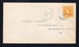 GUATEMALA - 1947 - CANCELLATION & EXPRESS ISSUE: Cover franked with single 1940 4c orange yellow with 'EXPRESO' overprint in red (SG E411) tied by fine strike of OFICINA DE COMMUNICACIONES GUATALON SUCHITEPEQUEZ cds dated 1 ABR 1947 with fine second strike alongside. Addressed to USA with illustrated 'Grand Central Palace New York Stamp Exhibition 1847-1947' CINDERELLA label on reverse. Interesting normal use of the Express stamp.  (GUA44405)