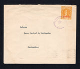 GUATEMALA - 1947 - EXPRESS ISSUE & AUTOBUS MAIL: Cover franked with single 1940 4c orange yellow with 'EXPRESO' overprint in red (SG E411) tied by fine strike of OFICINA DE COMMUNICACIONES POCHUTA DEPTO DE CHIMALTENANGO cds dated 24 JAN 1948. Addressed internally to GUATEMALA CITY with arrival cds on reverse. This express mail service sent by Autobus commenced in May 1940 with the single rate of 4c and is very scarce. Ex Moorhouse.  (GUA44475)