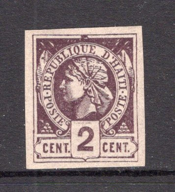 HAITI - 1881 - CLASSIC ISSUES: 2c purple on greyish 'Liberty Head' issue a fine mint copy, full O.G. four large margins. (SG 2a)  (HAI/19981)