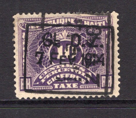 HAITI - 1914 - VARIETY: 10c indigo lilac 'Postage Due' issue (horizontal type), a fine mint copy with variety 'GL O. Z. 7 FEV 1914' OVERPRINT DOUBLE ONE VERTICAL. (SG D211 variety)  (HAI/33994)