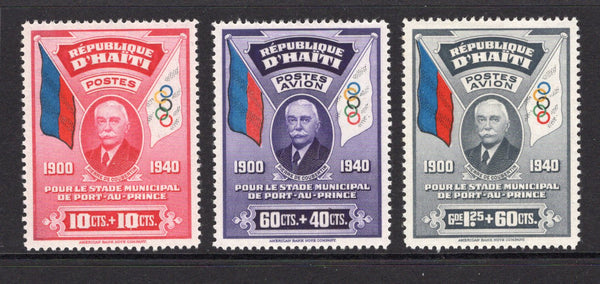 HAITI - 1939 - COMMEMORATIVES: 'Port-au-Prince Athletics Stadium Fund' issue, the set of three fine mint. (SG 336/338)  (HAI/38192)