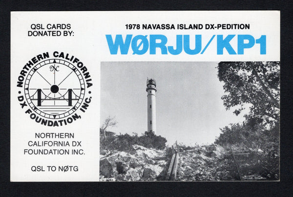 HAITI - 1978 - ISLAND POSTCARD: Pictorial '1978 Navassa Island DX-pedition' QSL 'Ham' radio card with photo image showing the lighthouse on Navassa Island, used and dated 28 November 1978. An interesting and unusual item from the amateur radio expedition to the island.  (HAI/42223)