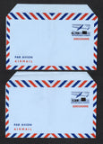 HAITI - 1969 - POSTAL STATIONERY: Circa 1969. '0.70' on 50c red & blue on blue and '1.25' on 50c red & blue on blue 'Airplane' postal stationery airletters both fine unused. (H&G Unlisted)  (HAI44919)