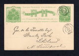 HAITI - 1898 - POSTAL STATIONERY: 3c green on cream postal stationery card (H&G 3) used with two fine strikes of JACMEL cds. Addressed to UK.  (HAI9570)