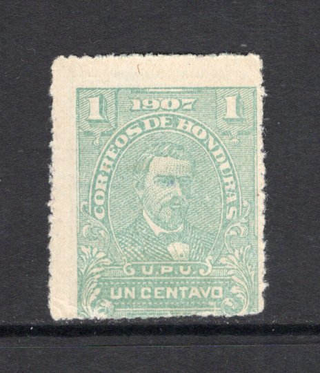 HONDURAS - 1909 - VARIETY: 1c green 'Medina' issue LITHO printing, perf 9½, a fine used copy with variety PRINTED BOTH SIDES. Underrated. (SG 135c)  (HON/2548)