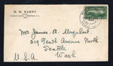 HONDURAS - 1933 - MARITIME: Cover with 'H.M. Hardy, Puerto Cortez, Honduras. C.A.' imprint at top franked with single 1931 6c green (SG 322) tied by fine strike of UNITED FRUIT COMPANY STEAMSHIP SERVICE POSTED ON THE HIGH SEAS PURSER S.S. CARRILLO cds dated JUN 25 1933. Addressed to USA.  (HON44448)
