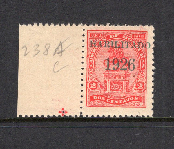 HONDURAS - 1926 - VARIETY: 2c carmine red with variety 'HARILITADO' FOR 'HABILITADO' a fine mint side marginal copy. Underrated. (SG 243b)  (HON/5116)