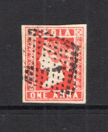 INDIA - 1854 - CLASSIC ISSUES: 1a deep red QV issue 'Die 2', a fine used copy with four close margins. (SG 13)  (IND/12603)