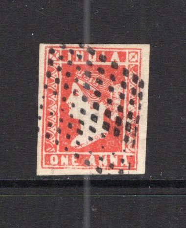 INDIA - 1854 - CLASSIC ISSUES: 1a deep red QV issue 'Die 2', a fine used copy with four close margins. (SG 13)  (IND/12604)