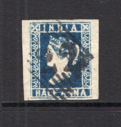 INDIA - 1854 - CLASSIC ISSUES: 1a deep blue QV issue 'Die 3', a fine four margin copy used with good central strike of Diamond '22' numeral cancel of AHMEDABAD. (SG 10)  (IND12618)