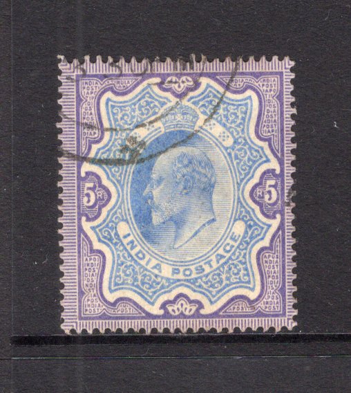 INDIA - 1902 - EVII ISSUE: 5r ultramarine & violet EVII issue, a very fine cds used copy. (SG 142)  (IND12629)
