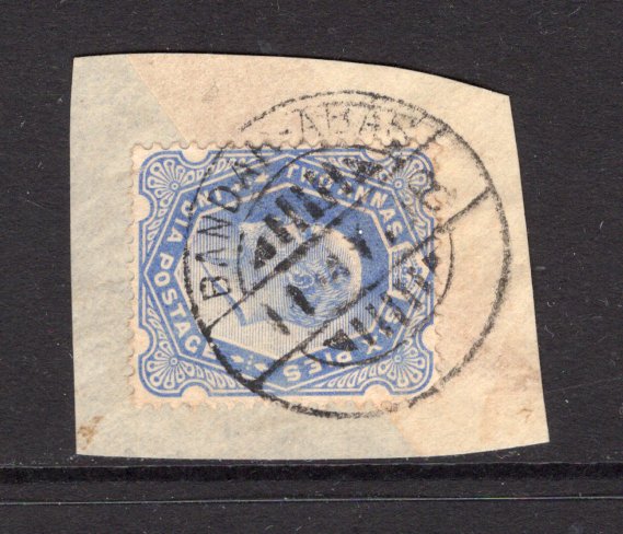 INDIA - 1908 - INDIA USED IN IRAN: 2a 6p ultramarine EVII issue of India used on piece with superb strike of BANDAR-ABAS cds dated 11 MAY 1908. (SG Z76)  (IND13058)