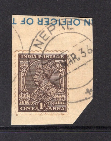 INDIA - 1926 - INDIA USED IN NEPAL: 1a chocolate GV issue tied on piece by fine strike of large NEPAL cds dated 2 MAR 1936. (SG 234)  (IND19759)