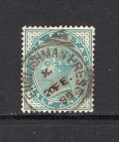 INDIA - 1882 - CANCELLATION: ½a blue green QV issue used with fine strike of ENGLISHMAN PRESS squared circle cds dated 20 FEB 1899. (SG 85)  (IND24449)