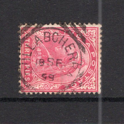 INDIA - 1899 - CANCELLATION: 3p analine carmine QV issue used with fine strike of DULLABCHERRA squared circle cds dated 18 SEP 1899. (SG 111)  (IND24458)