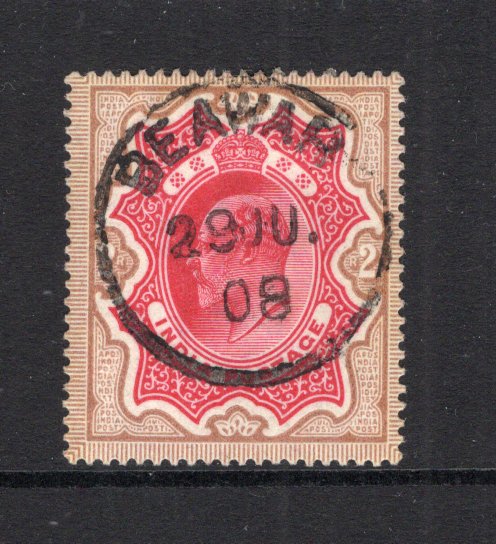 INDIA - 1902 - CANCELLATION: 2r carmine & yellow brown EVII issue used with good central strike of BEAWAR cds dated 29 JUL 1908. (SG 139)  (IND24466)
