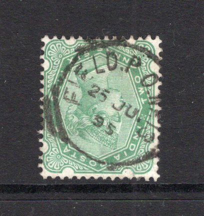 INDIA - 1895 - MILITARY & CANCELLATION: 2a 6p yellow green QV issue used with good strike of FIELD P.O. No. 13 squared circle cds dated 25 JUN 1895 of the CHITRAL RELIEF FORCE located on the North Western Front. Scarce. (SG 103)  (IND24613)