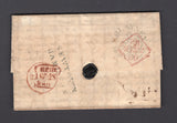 IRELAND - 1839 - PRESTAMP: Complete folded letter with fine strike of two line 'NEWTOWN HAMILTON' marking in black on reverse with CASTLEBLAYNEY cds dated SEP 21 1839 alongside, rated '1/4' in manuscript on front with unframed 'T.P. RATE 2D' marking in black also on front. Addressed to LONDON with transit & arrival marks on reverse.  (IRE36873)