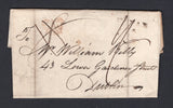 IRELAND - 1821 - PRESTAMP & INSPECTORS MARK: Complete folded letter datelined 'Navan October 9th 1821' with light strike of 'NAVAN 24' mileage mark in black on front initially rated '8d' in manuscript crossed through and overstruck with fine strike of 'CROWN A' INSPECTORS MARK in red and re-rated '1/-'. Addressed to DUBLIN with arrival cds on reverse.  (IRE36988)