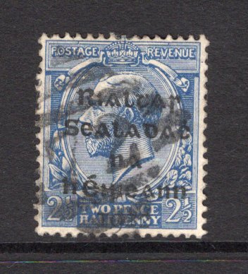 IRELAND - 1922 - CANCELLATION: 2½d bright blue GV issue with 'Provisional Government of Ireland 1922' first DOLLARD overprint in black used with Diamond '72' numeral cancel of BRAY. This Victorian period cancel was put back into provisional use during the transition period. Very scarce. (SG 4)  (IRE/37410)