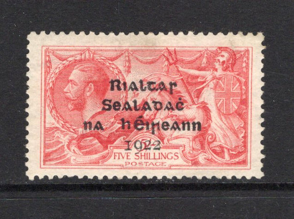 IRELAND - 1922 - SEAHORSE ISSUE: 5/- rose carmine GV 'Seahorse' issue with 'Provisional Government of Ireland 1922' DOLLARD overprint in black, a fine mint copy. (SG 19)  (IRE43751)