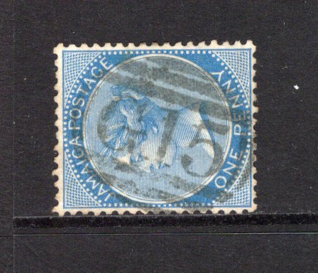 JAMAICA - 1870 - CANCELLATION: 1d blue QV issue, watermark 'Crown CC' used with fine strike of barred numeral 'G15' of BLUE MOUNTAIN VALLEY. Uncommon. (SG 8)  (JAM43781)