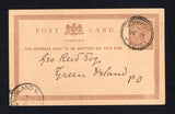 JAMAICA - 1901 - POSTAL STATIONERY: ½d red brown on buff QV postal stationery card (H&G 7) used with LUCEA cds dated AP 30 1901. Addressed locally to GREEN ISLAND with partial strike of GREEN ISLAND arrival cds on front.  (JAM44414)