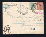JAMAICA - 1908 - REGISTRATION: Registered cover franked with 1905 ½d dull green and 4d red brown (SG 38b & 48) tied by HALF-WAY-TREE cds dated 22 MAY 1908 with oval 'R' registration marking alongside. Addressed to USA with oval JAMAICA REGISTERED cancel on front and USA arrival marks on reverse.  (JAM44422)