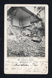 JAMAICA - 1907 - EARTHQUAKE POSTCARD: Black & white PPC 'After the Earthquake. 14th January 1907. Jamaica. MR. GRINAN'S HOUSE' showing the destroyed house franked on message side with 1905 1c grey & carmine (SG 39) tied by BROWNSTOWN squared circle cds dated MAY 2 1907. Addressed to USA with KINGSTON transit cds and US arrival cds on front. A scarce card and nice contemporary use a couple of months after the earthquake.  (JAM45199)