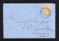 KENYA, UGANDA & TANGANYIKA - 1927 - KENYA AND UGANDA - CANCELLATION: Cover franked with single 1922 20c dull orange yellow GV issue (SG 83) tied by fine strike of ELMENTEITA KENYA cds. Addressed to UK with light NAIROBI transit cds on reverse. Backflap missing.  (KUT/20990)