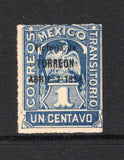 MEXICO - 1914 - CIVIL WAR: 1c blue 'Transitorio' issue with 'VICTORIA DE TORREON ABRIL 2 - 1914' overprint in black, a fine mint copy with full gum. 1976 MEPSI certificate accompanies. (SG CT10)  (MEX21439)
