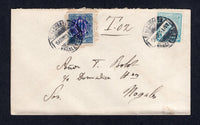 MEXICO - 1914 - CIVIL WAR & POSTAGE DUE: Cover franked with single 1914 1c light blue 'Denver' issue (SG CT39) tied by NOGALES cds. Addressed locally underpaid and taxed with manuscript 'T. 02' and added 1914 10c blue 'Postage Due' issue with large 'GCM' monogram handstamp in violet (SG CT21) tied by second NOGALES cds. A very scarce cover.  (MEX/27681)