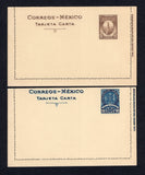 MEXICO - 1935 - POSTAL STATIONERY: 5c dark brown and 10c dark blue postal stationery lettercards (UPSS #LC43/LC44, H&G A35/A36). The pair fine unused.  (MEX34087)