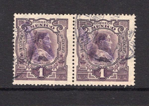 MEXICO - 1914 - CIVIL WAR: 1c purple with two line 'GOBIERNO CONSTITUTIONALISTA' handstamp in violet of MAZATLAN. A fine used pair with small part identifiable MAZATLAN cds. (SG 1)  (MEX/34369)