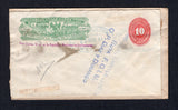 MEXICO - 1894 - POSTAL STATIONERY: 10c red 'Wells Fargo' postal stationery envelope (UPSS #WF48, H&G B32) used as postage attached in full to the reverse of a cover with 'Consolidated Kansas City Smelting & Refining Co. Apartado del Correo 604, City of Mexico, Mexico' imprint on front (known as a paste-up) with stamp tied by oval EXPRESS WELLS FARGO Y CIA MEXICO cancel in blue dated 20 FEBR 1894. Addressed to 'The International Mining Co., c/o Agent CATALINA. F.C.I.M. via Torreon' with three line '*H, WHIT