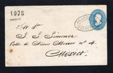 MEXICO - 1878 - POSTAL STATIONERY: 25c blue 'Hidalgo' postal stationery envelope (UPSS #E5, H&G B6a) with '1978' number and 'QUERETARO' district overprint inverted at top left used with oval FRANCO EN QUERETARO cancel in black. Addressed to MEXICO CITY with feint arrival mark on reverse. Most of backflap missing.  (MEX/42099)