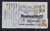 MEXICO - 1923 - REGISTRATION & AR: Cover franked with 1917 30c grey black and 1923 10c brown (SG 409 & 423) paying 10c postage 20c registration and 10c AR fees tied by OFNA DE CORREOS PANINDICUARO, MICH cds's with handstruck PANINDICUARO, MICH registration marking alongside with circular 'AR' marking also in purple. Addressed to USA with blue 'Registration Seal' tied on reverse by oval CERTIFICADOS PANINDICUARO markings with various other transit and arrival marks alongside.  (MEX/4245)