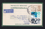 MEXICO - 1980 - POSTAL STATIONERY & EXPORTA ISSUE: 3p brown 'Zapatos' EXPORTA 'CORREOGRAMA' postal stationery telegram letter sheet (UPSS #CLS17, H&G Unlisted, without watermark) used with added 1979 50c blue black and 2p new blue & light blue green 'Exporta' issue (SG 1472 & 1475) tied by light strikes of MEXICO CITY cds's dated 1980. Sent airmail to BELGIUM with manuscript arrival notation on reverse. The envelope has a punch hole at left but an uncommon item in used condition.  (MEX/43266)